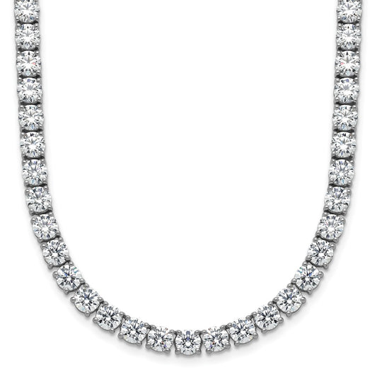 14K White Gold 32 5/8 Carat Lab Grown Diamond Vs+ F+ Complete Round 18 Inch Straight Tennis Necklace