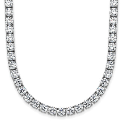 14K White Gold 42 7/8 Carat Lab Grown Diamond Vs+ F+ Complete Round 24 Inch Straight Tennis Necklace