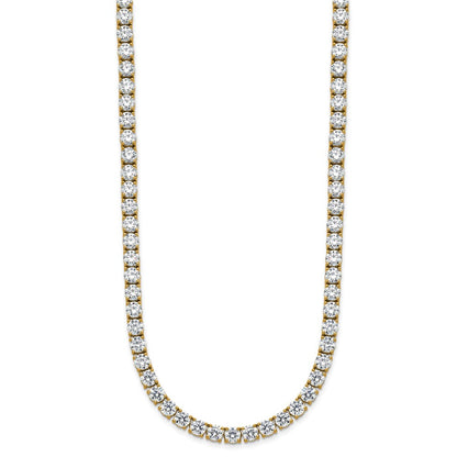 14K Yellow Gold 39 3/4 Carat Lab Grown Diamond Vs+ F+ Complete Round 22 Inch Straight Tennis Necklace