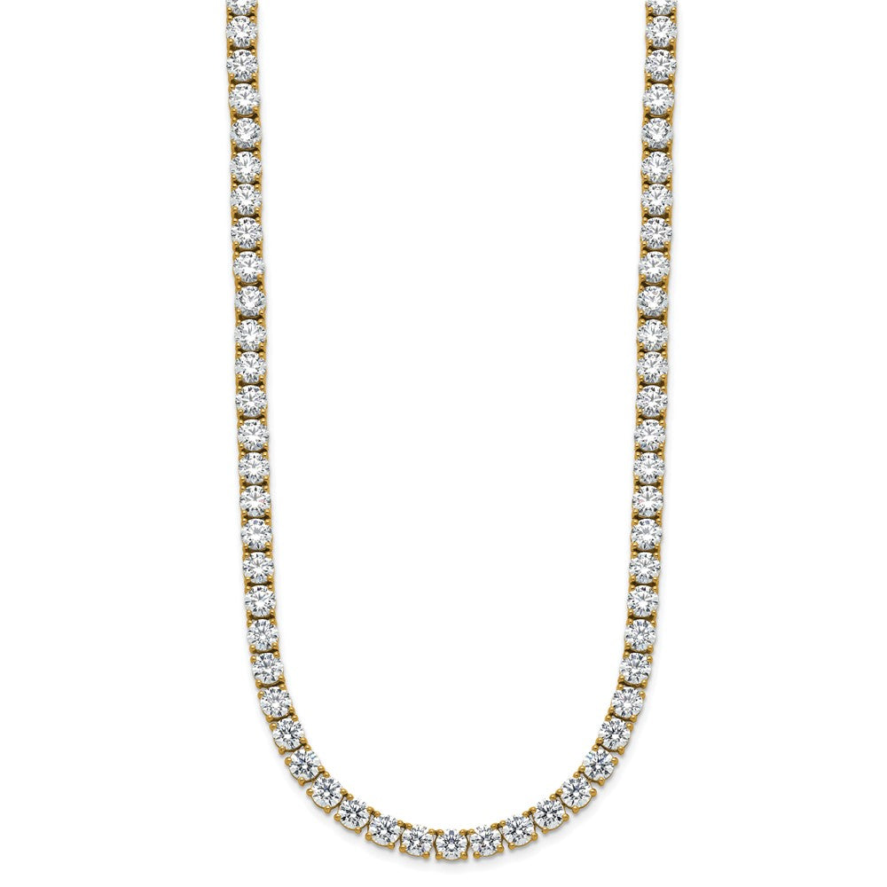 14K Yellow Gold 32 5/8 Carat Lab Grown Diamond Vs+ F+ Complete Round 18 Inch Straight Tennis Necklace