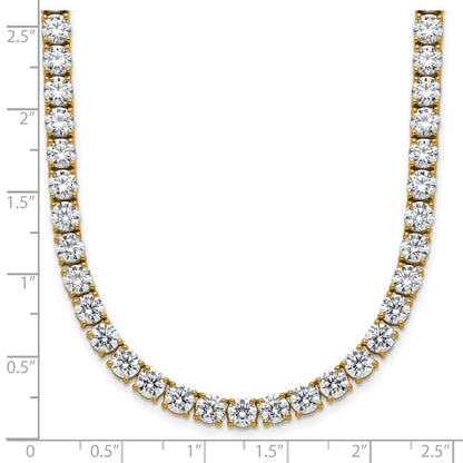 14K Yellow Gold 32 5/8 Carat Lab Grown Diamond Vs+ F+ Complete Round 18 Inch Straight Tennis Necklace