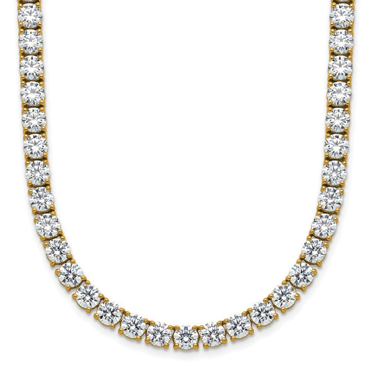 14K Yellow Gold 36 Carat Lab Grown Diamond Vs+ F+ Complete Round 20 Inch Straight Tennis Necklace