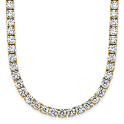 14K Yellow Gold 32 5/8 Carat Lab Grown Diamond Vs+ F+ Complete Round 18 Inch Straight Tennis Necklace
