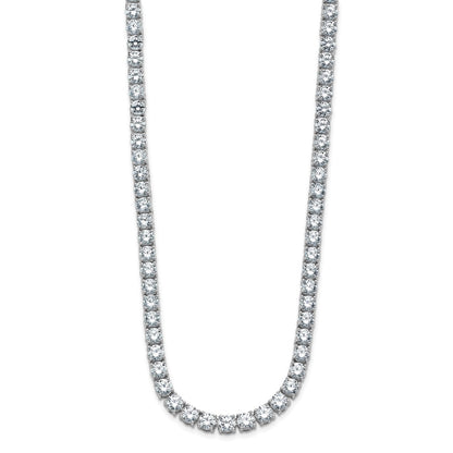 14K White Gold 38 Carat Lab Grown Diamond Vs+ F+ Complete Round 20 Inch Straight Tennis Necklace