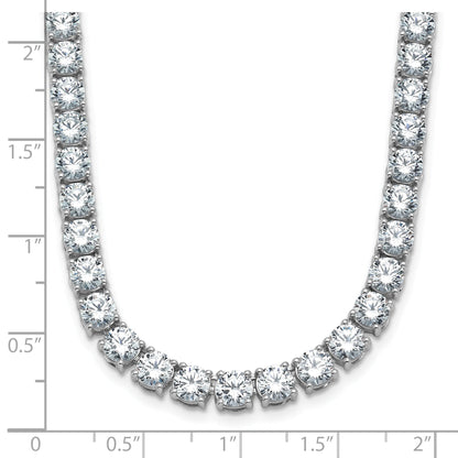 14K White Gold 34 3/8 Carat Lab Grown Diamond Vs+ F+ Complete Round 18 Inch Straight Tennis Necklace
