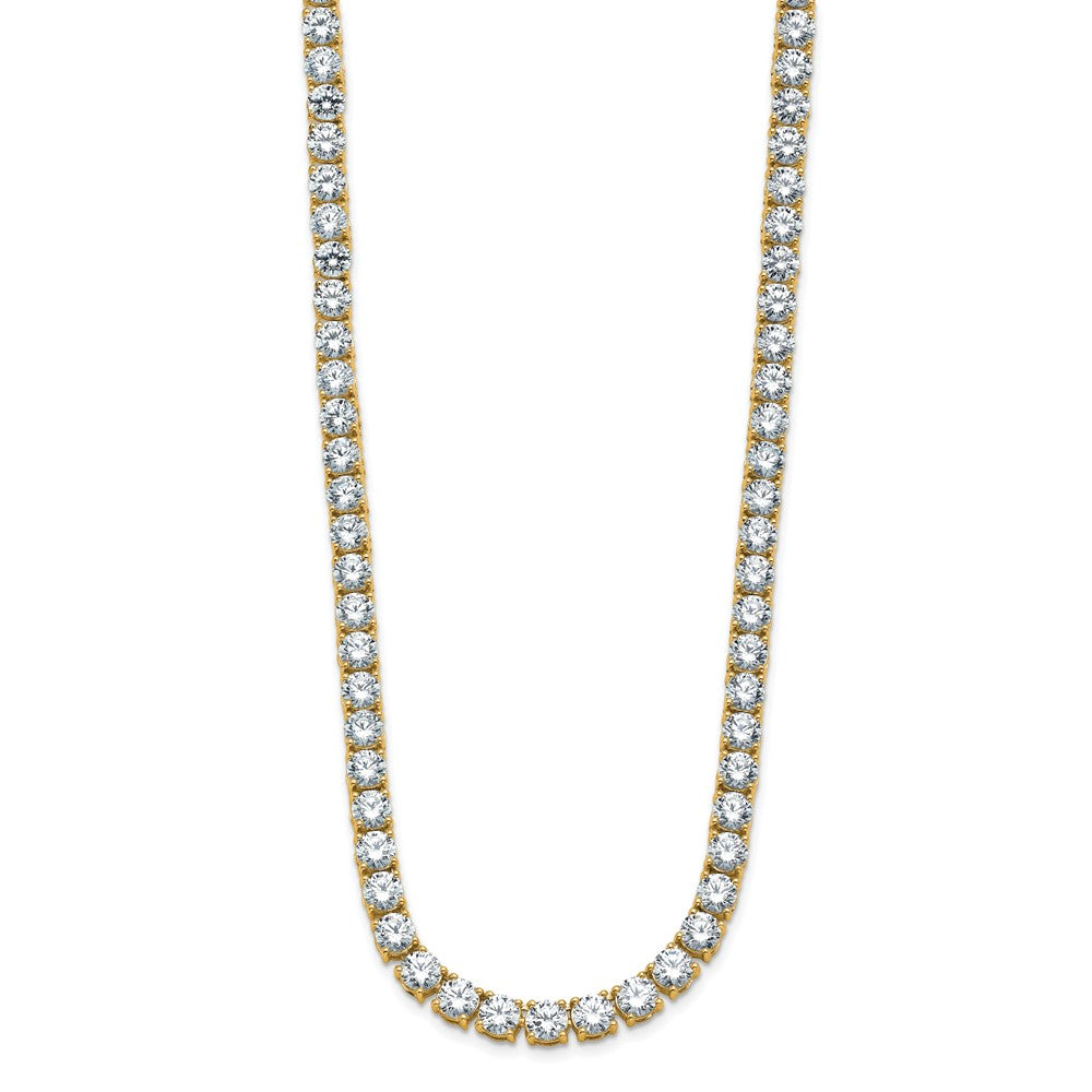 14k Yellow Gold 38 1/10 Ct. Lab Grown Diamond VS/SI+ G+ Round 20 inch Straight Tennis Necklace