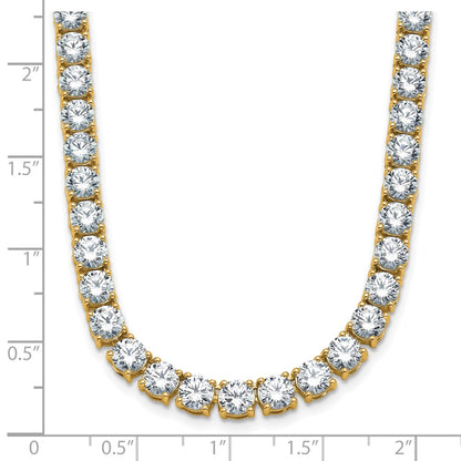 14k Yellow Gold 34 3/8 Ct. Lab Grown Diamond VS/SI+ G+ Round 18 inch Straight Tennis Necklace