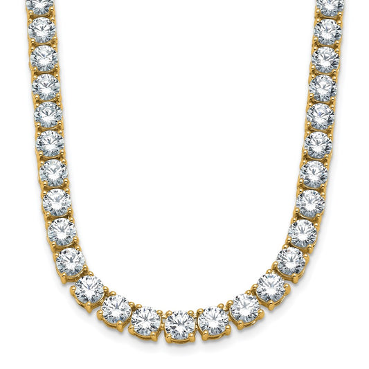 14k Yellow Gold 34 3/8 Ct. Lab Grown Diamond VS/SI+ G+ Round 18 inch Straight Tennis Necklace