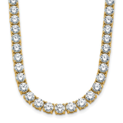 14k Yellow Gold 38 1/10 Ct. Lab Grown Diamond VS/SI+ G+ Round 20 inch Straight Tennis Necklace