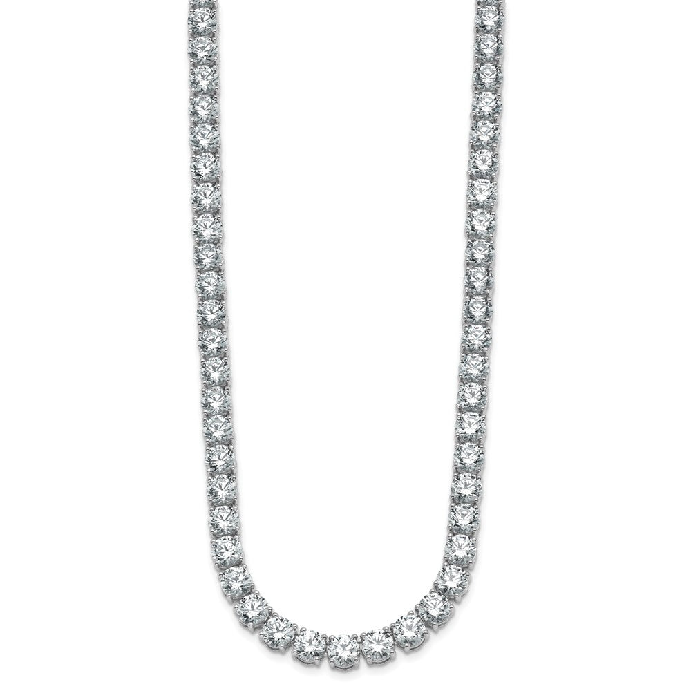 14K White Gold 49 Carat Lab Grown Diamond Vs+ F+ Complete Round 20 Inch Straight Tennis Necklace