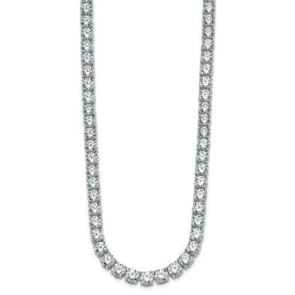 14K White Gold 58 1/3 Carat Lab Grown Diamond Vs+ F+ Complete Round 24 Inch Straight Tennis Necklace