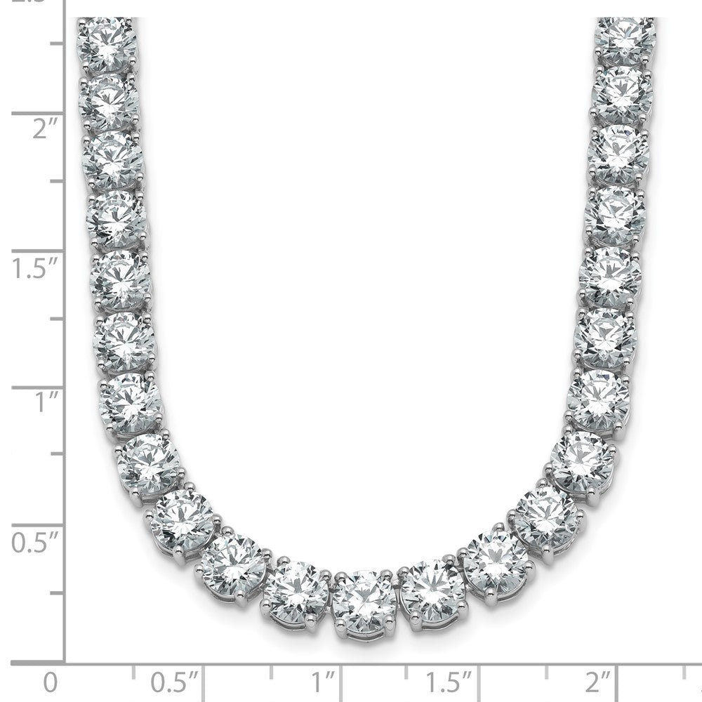 14K White Gold 44 Carat Lab Grown Diamond Vs+ F+ Complete Round 18 Inch Straight Tennis Necklace
