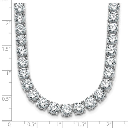14k White Gold 44 Ct. Lab Grown Diamond VS/SI+ G+ Round 18 inch Straight Tennis Necklace