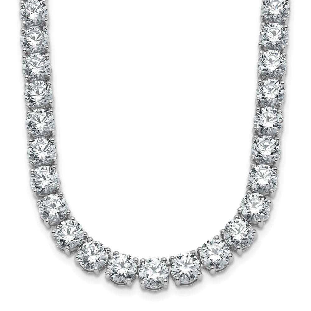 14K White Gold 53 7/8 Carat Lab Grown Diamond Vs+ F+ Complete Round 22 Inch Straight Tennis Necklace