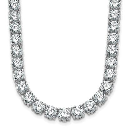 14K White Gold 53 7/8 Carat Lab Grown Diamond Vs+ F+ Complete Round 22 Inch Straight Tennis Necklace