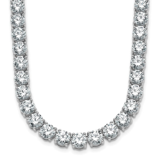 14K White Gold 58 1/3 Carat Lab Grown Diamond Vs+ F+ Complete Round 24 Inch Straight Tennis Necklace
