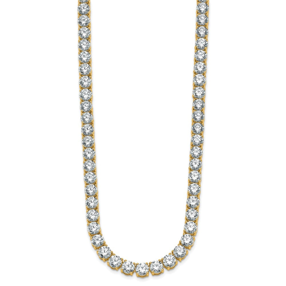 14K Yellow Gold 58 1/3 Carat Lab Grown Diamond Vs+ F+ Complete Round 24 Inch Straight Tennis Necklace