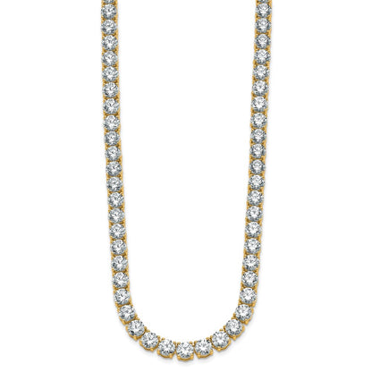 14K Yellow Gold 58 1/3 Carat Lab Grown Diamond Vs+ F+ Complete Round 24 Inch Straight Tennis Necklace