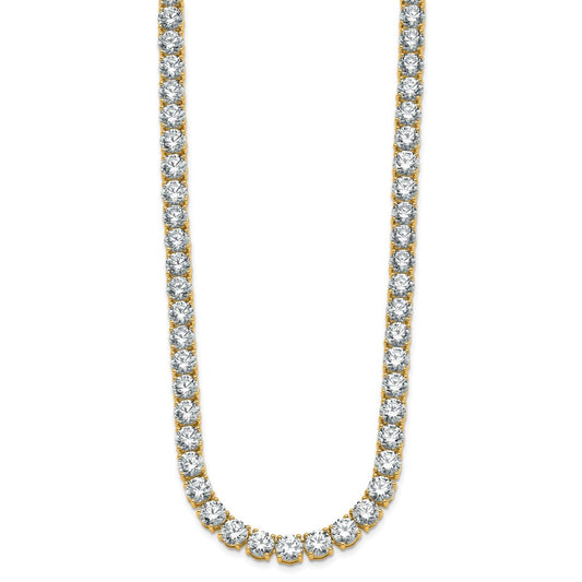 14K Yellow Gold 44 Carat Lab Grown Diamond Vs+ F+ Complete Round 18 Inch Straight Tennis Necklace