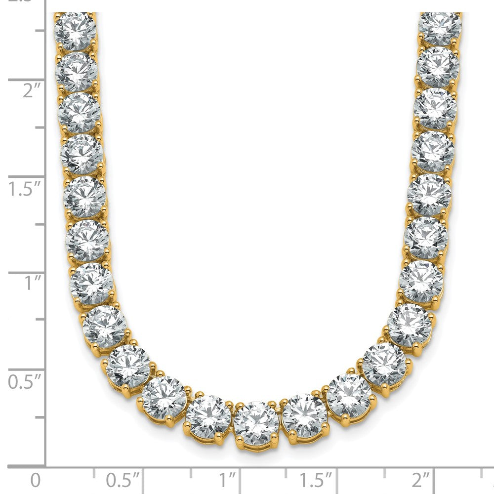 14K Yellow Gold 44 Carat Lab Grown Diamond Vs+ F+ Complete Round 18 Inch Straight Tennis Necklace