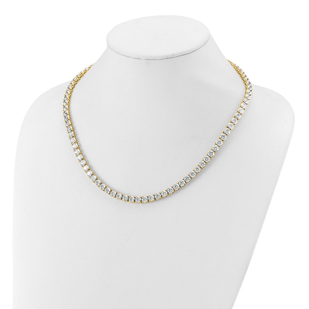 14K Yellow Gold 49 Carat Lab Grown Diamond Vs+ F+ Complete Round 20 Inch Straight Tennis Necklace
