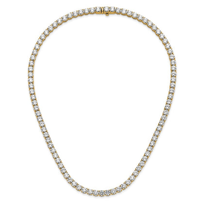 14K Yellow Gold 49 Carat Lab Grown Diamond Vs+ F+ Complete Round 20 Inch Straight Tennis Necklace
