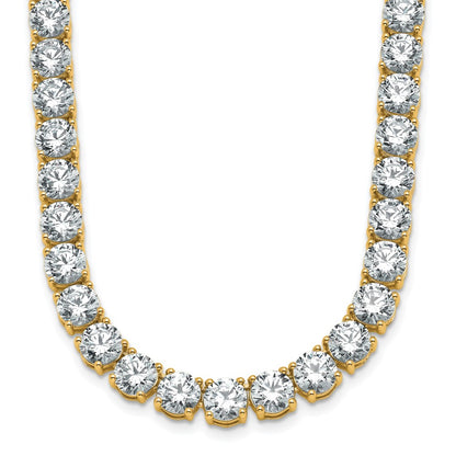 14K Yellow Gold 49 Carat Lab Grown Diamond Vs+ F+ Complete Round 20 Inch Straight Tennis Necklace