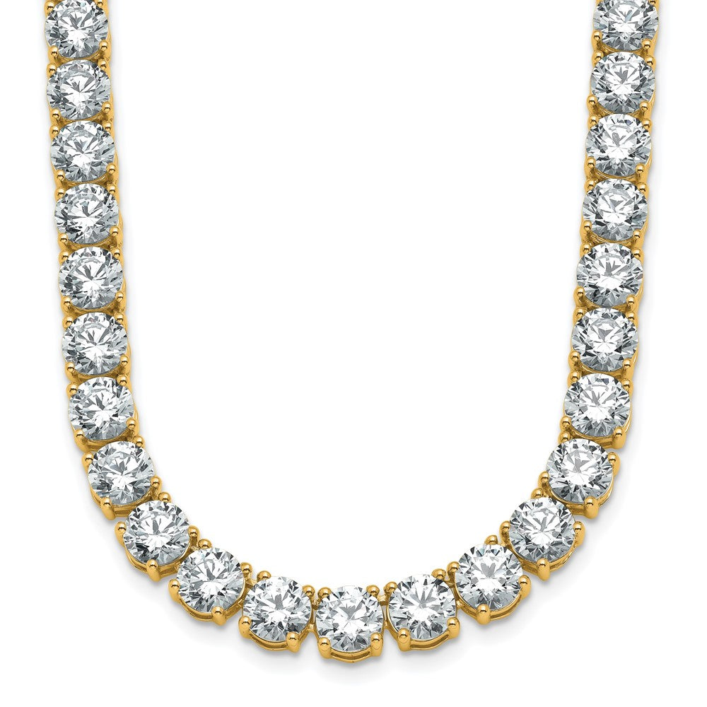 14K Yellow Gold 58 1/3 Carat Lab Grown Diamond Vs+ F+ Complete Round 24 Inch Straight Tennis Necklace