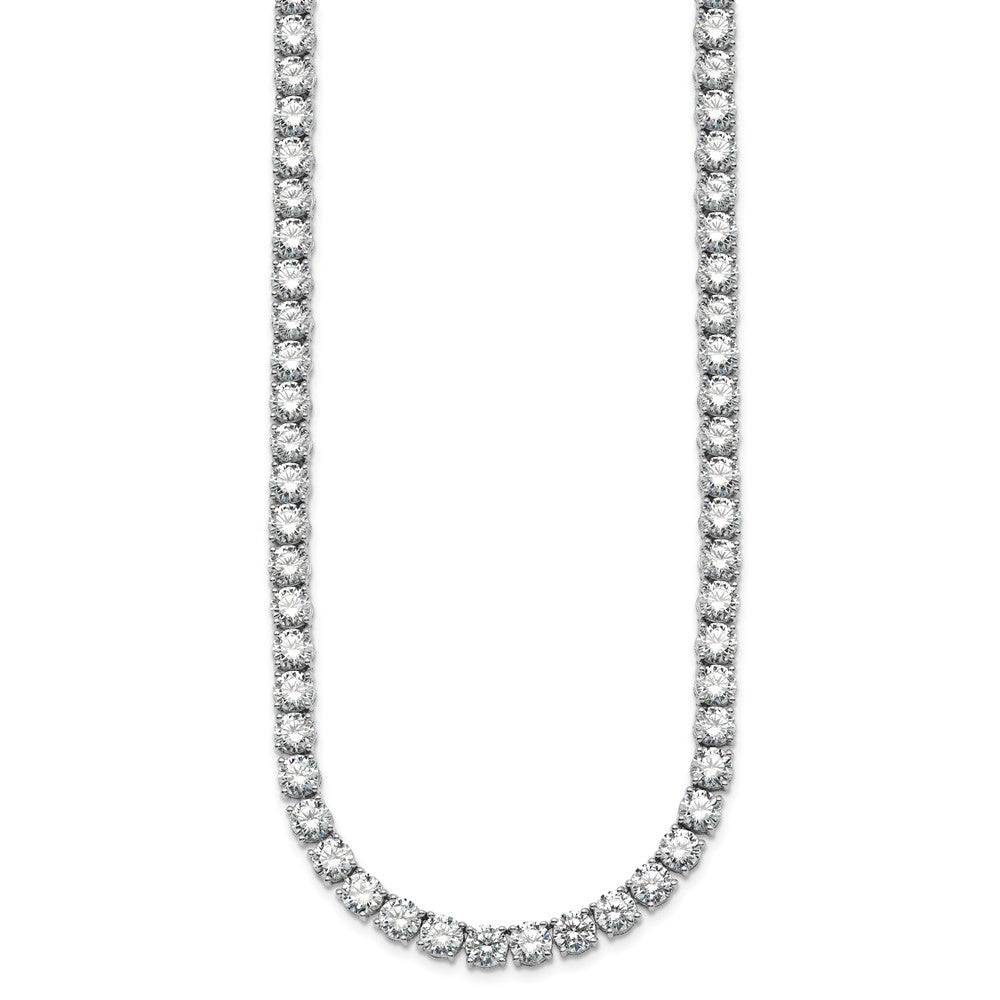 14K White Gold 74 1/4 Carat Lab Grown Diamond Vs+ F+ Complete Round 24 Inch Straight Tennis Necklace