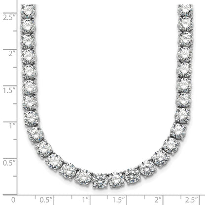14K White Gold 62 1/4 Carat Lab Grown Diamond Vs+ F+ Complete Round 20 Inch Straight Tennis Necklace