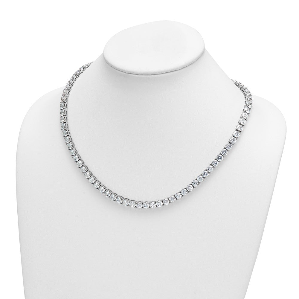 14K White Gold 62 1/4 Carat Lab Grown Diamond Vs+ F+ Complete Round 20 Inch Straight Tennis Necklace