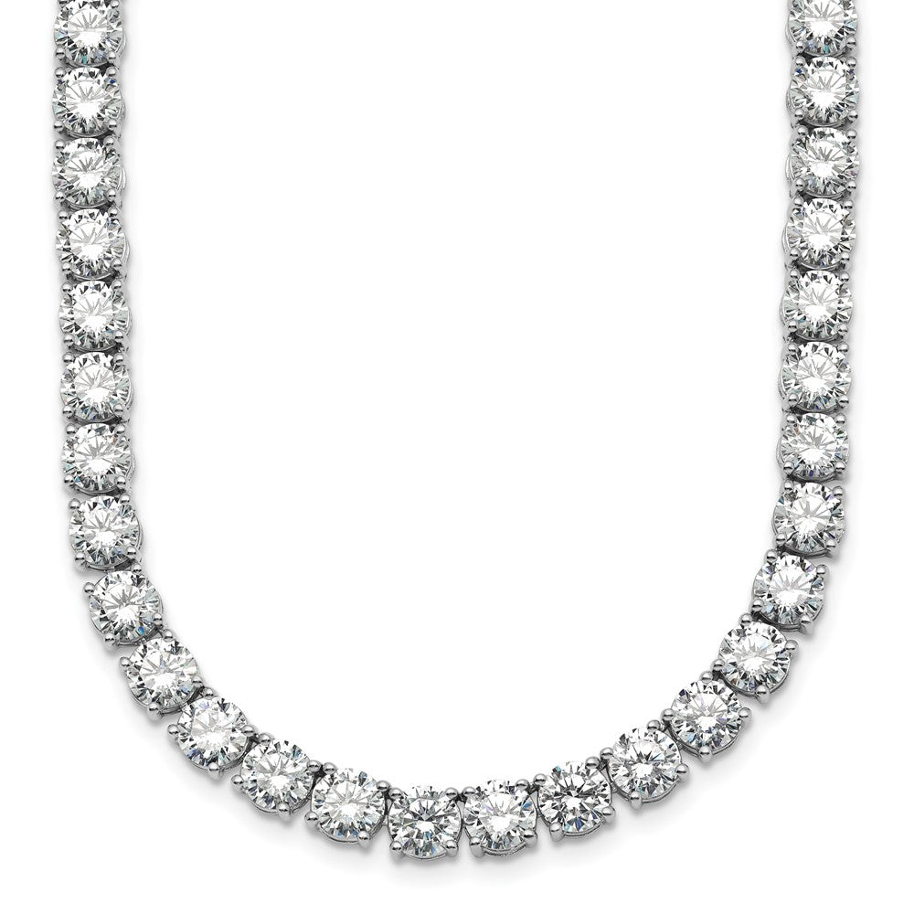 14K White Gold 74 1/4 Carat Lab Grown Diamond Vs+ F+ Complete Round 24 Inch Straight Tennis Necklace