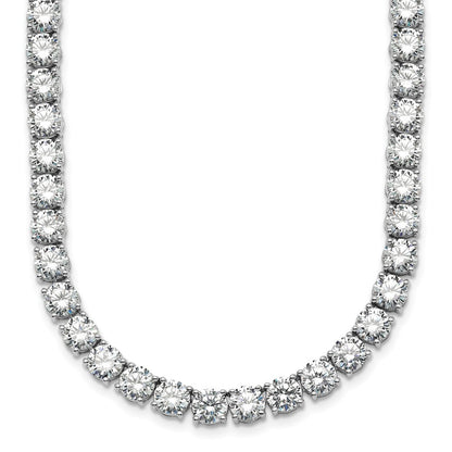 14K White Gold 74 1/4 Carat Lab Grown Diamond Vs+ F+ Complete Round 24 Inch Straight Tennis Necklace