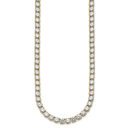 14K Yellow Gold 68 1/4 Carat Lab Grown Diamond Vs+ F+ Complete Round 22 Inch Straight Tennis Necklace