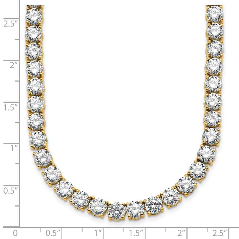 14K Yellow Gold 68 1/4 Carat Lab Grown Diamond Vs+ F+ Complete Round 22 Inch Straight Tennis Necklace