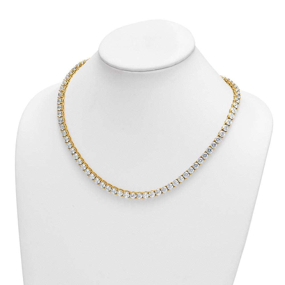 14K Yellow Gold 62 1/4 Carat Lab Grown Diamond Vs+ F+ Complete Round 20 Inch Straight Tennis Necklace