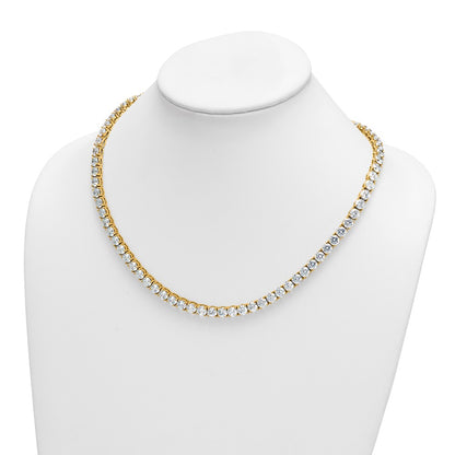 14K Yellow Gold 62 1/4 Carat Lab Grown Diamond Vs+ F+ Complete Round 20 Inch Straight Tennis Necklace
