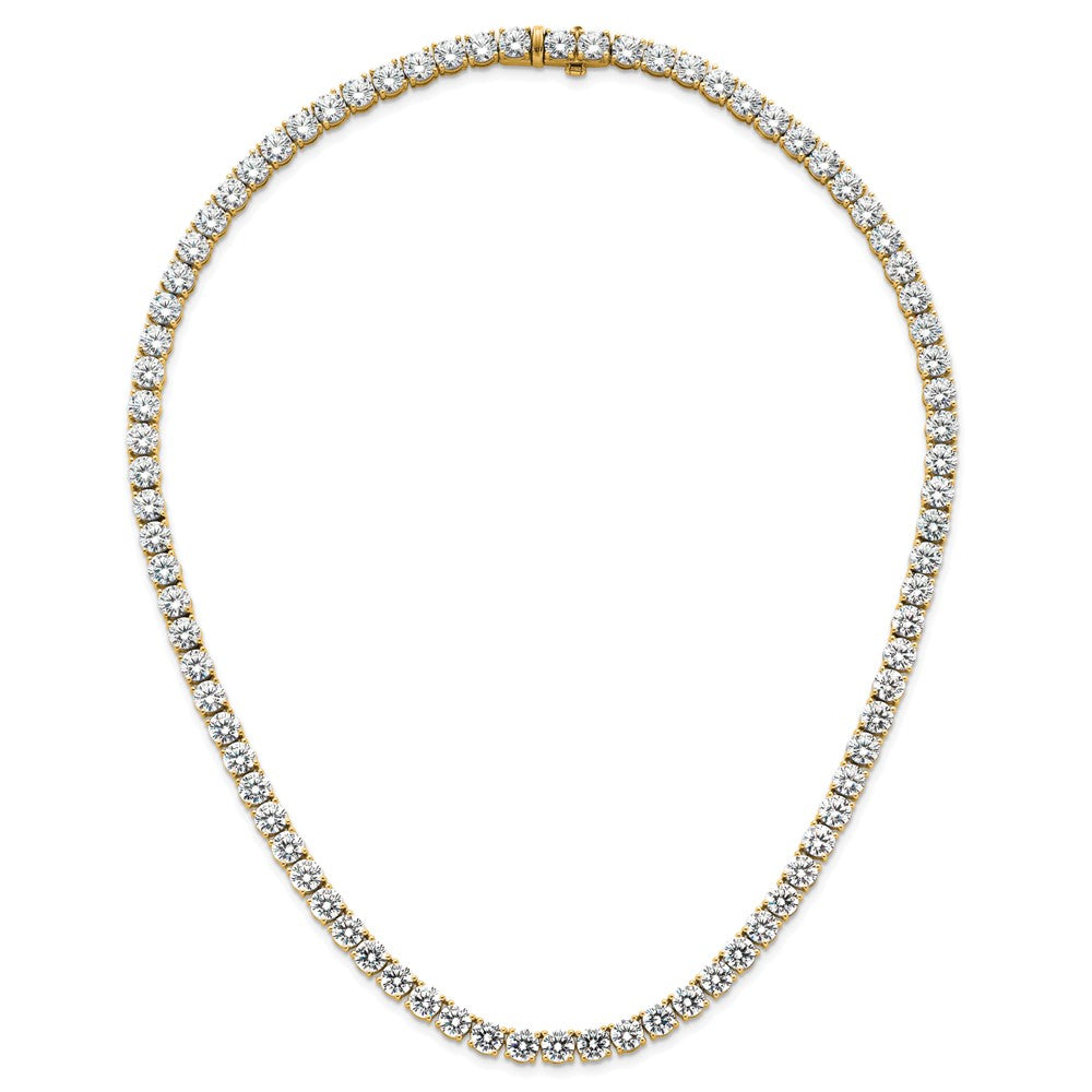 14K Yellow Gold 62 1/4 Carat Lab Grown Diamond Vs+ F+ Complete Round 20 Inch Straight Tennis Necklace