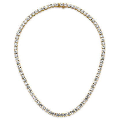 14K Yellow Gold 62 1/4 Carat Lab Grown Diamond Vs+ F+ Complete Round 20 Inch Straight Tennis Necklace