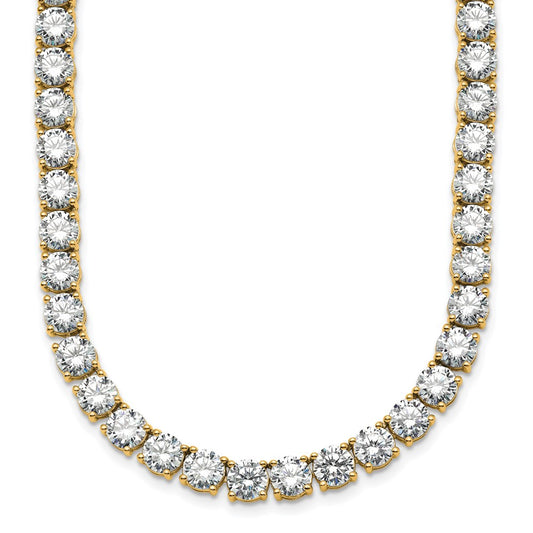 14K Yellow Gold 74 1/4 Carat Lab Grown Diamond Vs+ F+ Complete Round 24 Inch Straight Tennis Necklace