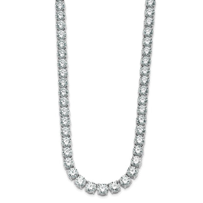 14K White Gold 67 Carat Lab Grown Diamond Vs+ F+ Complete Round 18 Inch Straight Tennis Necklace