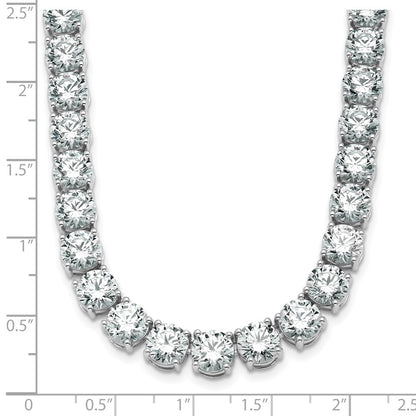 14K White Gold 74 Carat Lab Grown Diamond Vs+ F+ Complete Round 20 Inch Straight Tennis Necklace