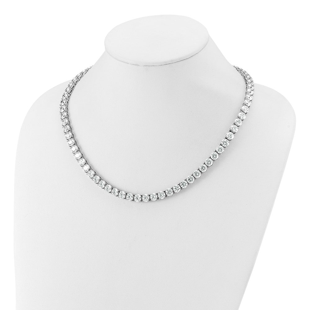 14K White Gold 74 Carat Lab Grown Diamond Vs+ F+ Complete Round 20 Inch Straight Tennis Necklace