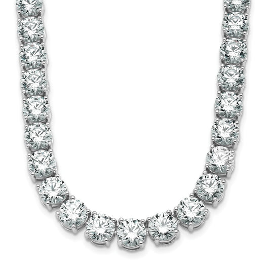 14K White Gold 74 Carat Lab Grown Diamond Vs+ F+ Complete Round 20 Inch Straight Tennis Necklace
