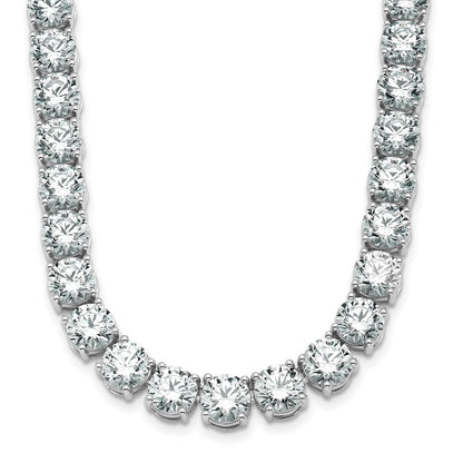 14K White Gold 91 Carat Lab Grown Diamond Vs+ F+ Complete Round 24 Inch Straight Tennis Necklace