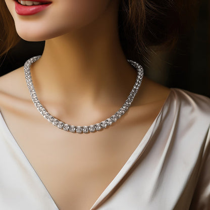 14k White Gold 67 Ct. Lab Grown Diamond VS/SI+ G+ Round 18 inch Straight Tennis Necklace