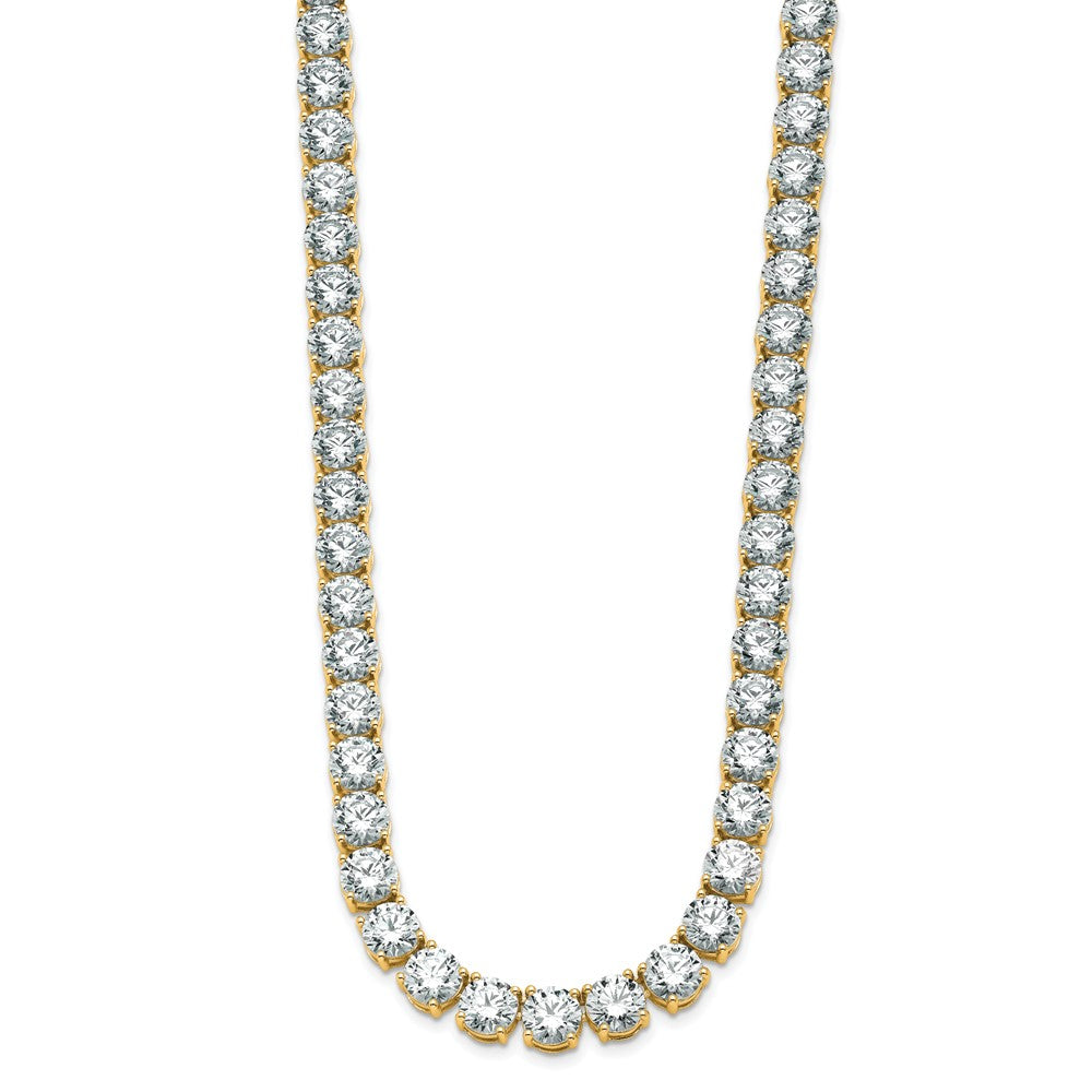 14k Yellow Gold 91 Ct. Lab Grown Diamond VS/SI+ G+ Round 24 inch Straight Tennis Necklace
