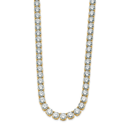 14K Yellow Gold 74 Carat Lab Grown Diamond Vs+ F+ Complete Round 20 Inch Straight Tennis Necklace