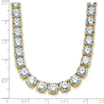 14K Yellow Gold 83 Carat Lab Grown Diamond Vs+ F+ Complete Round 22 Inch Straight Tennis Necklace