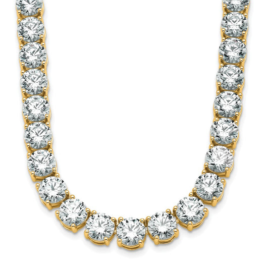 14k Yellow Gold 91 Ct. Lab Grown Diamond VS/SI+ G+ Round 24 inch Straight Tennis Necklace